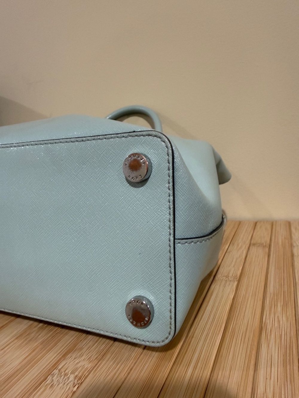 Michael Kors Pale Blue Saffiano Leather Satchel Michael Kors Handbag  MK Purses - Picture 6 of 16